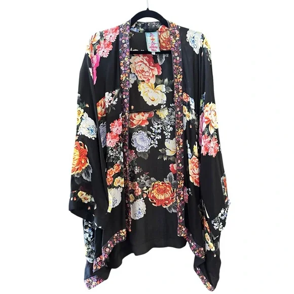 Johnny Was Gorgeous Black Floral Kimono - Picture 3 of 10